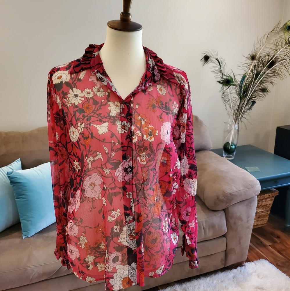 Topshop Poppy Floral Print Top